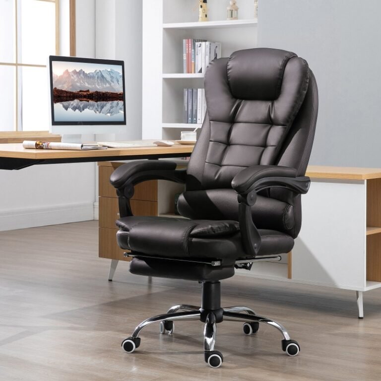 A black leather executive chair