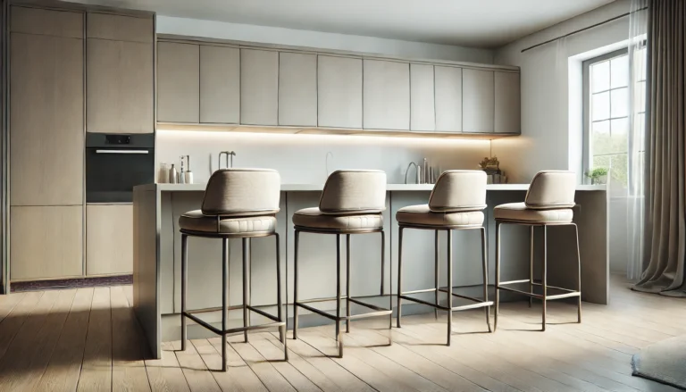 counter height stools neatly placed in modern kitchen